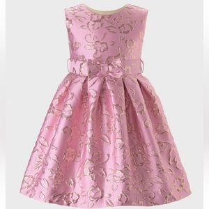 Rachel Riley Elegant Pink and Gold Floral Kids Dress